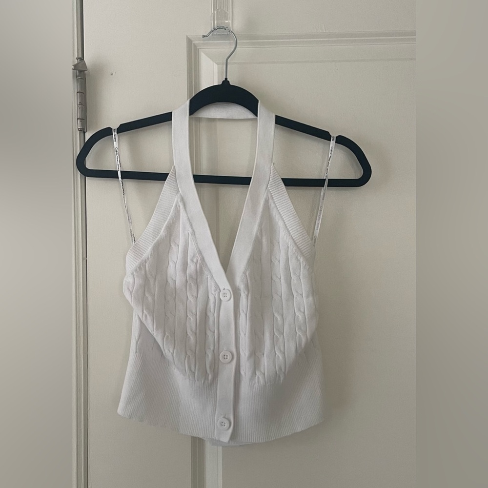 CALVIN KLEIN NWT Women’s White Ribbed Tank Size Medium 100% Cotton